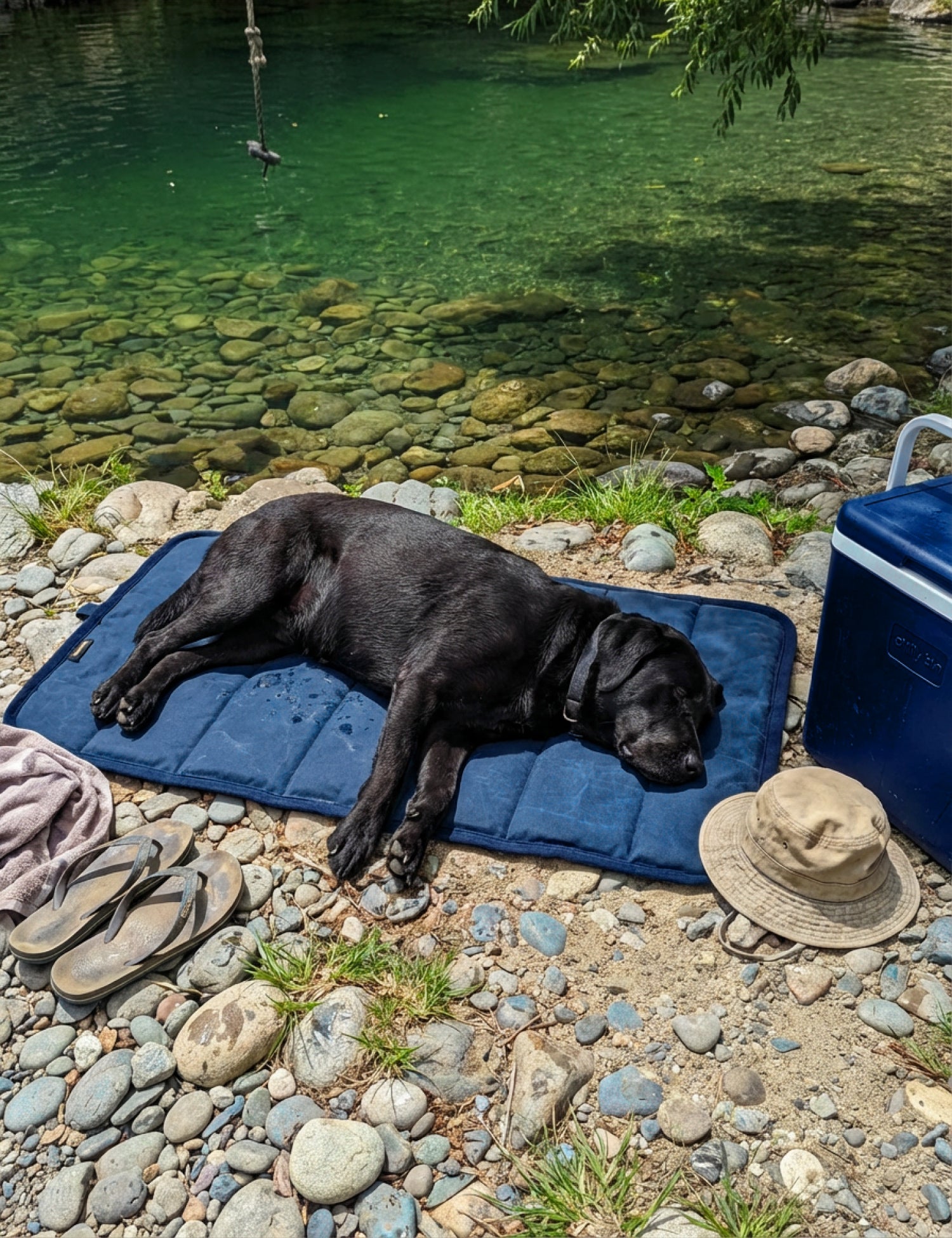 Water-Resistant Canvas Good Dog Mat – Wakatipu Blue