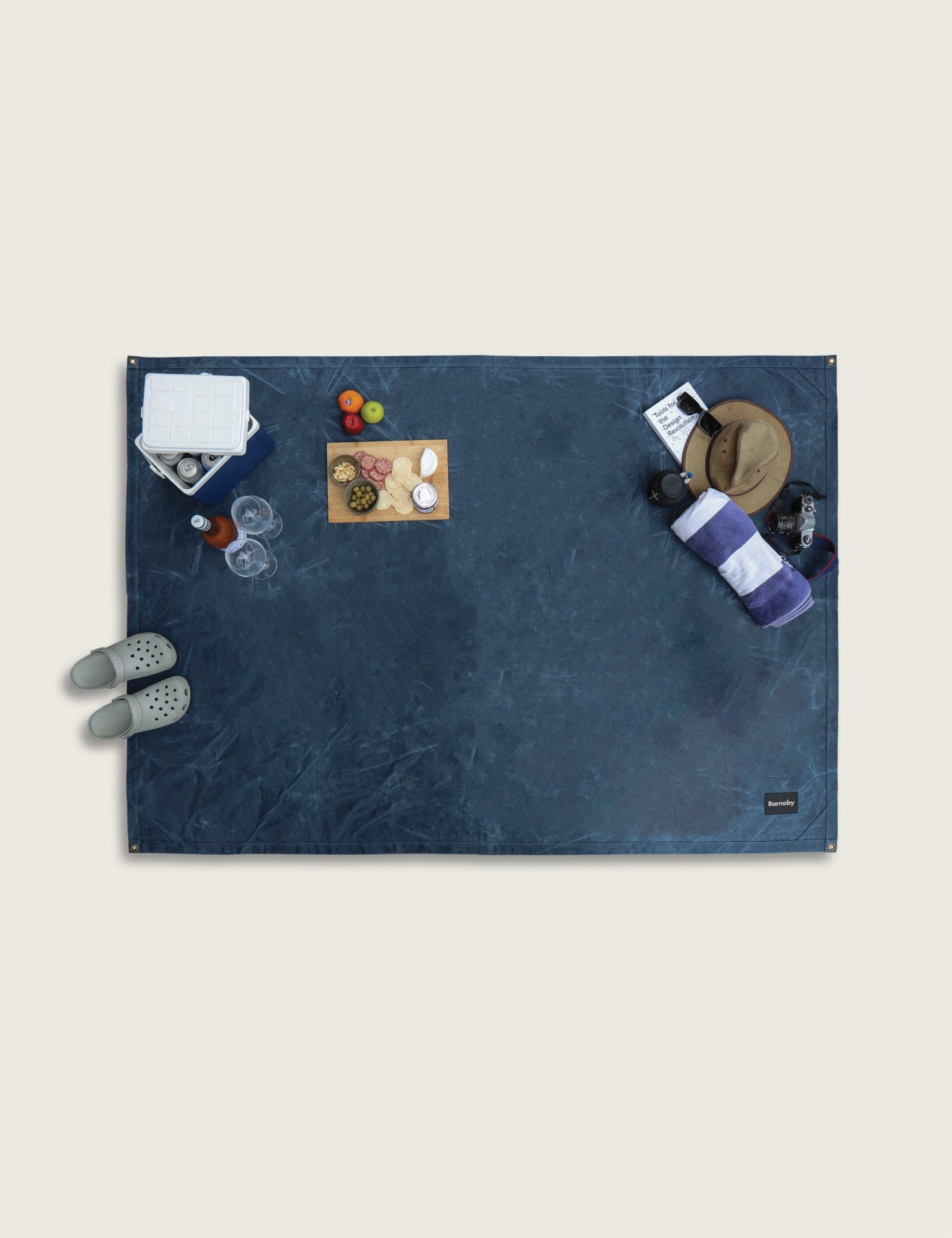 Waxed Canvas Picnic Mat - Aoraki Blue - Barnaby Outdoor