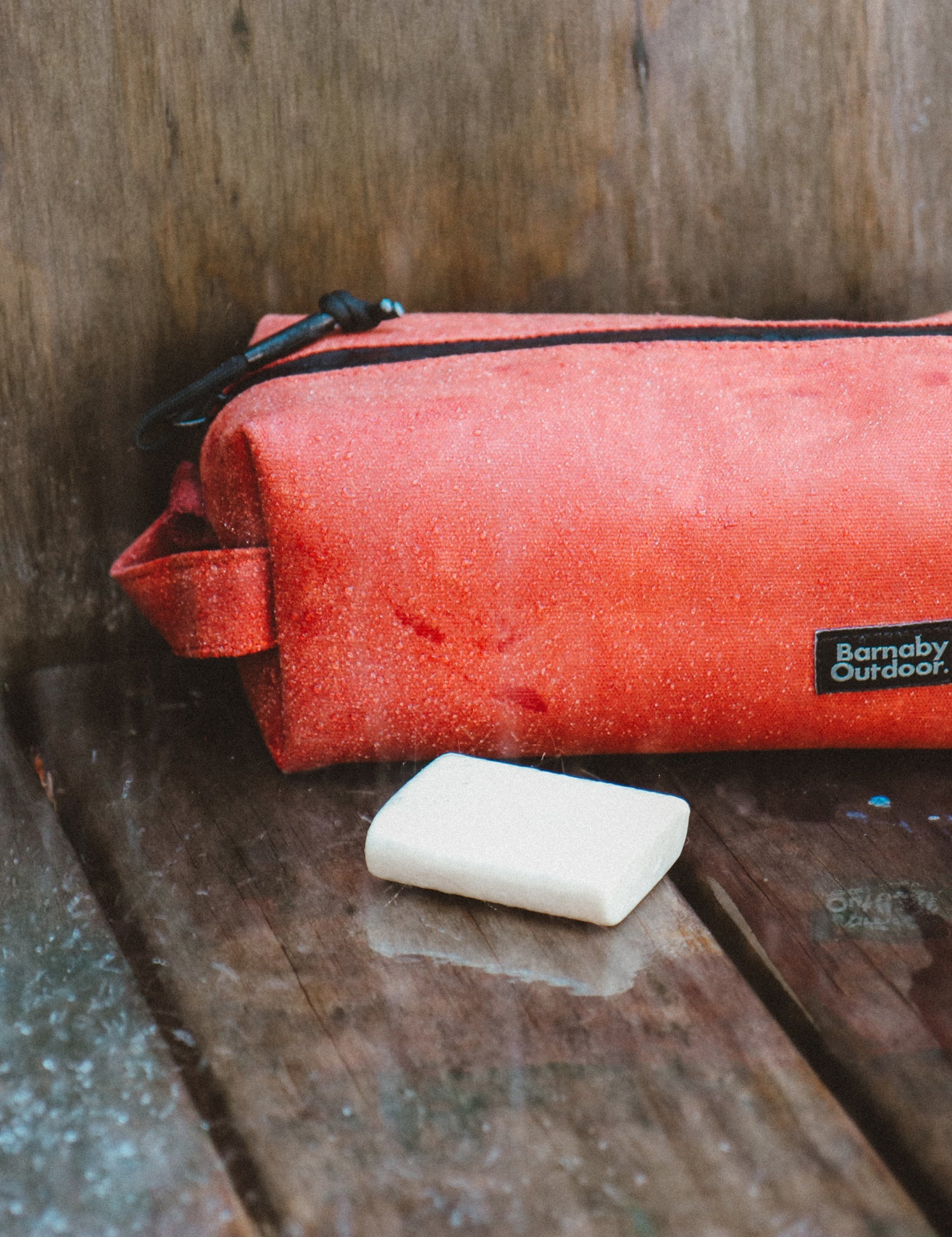 Field Wash Bag - Waxed Canvas - Tongariro Red - Barnaby Outdoor